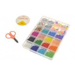 Набір бісеру для плетіння браслетів DIY-beads в пластиковому контейнері, 24 комірки, ножиці
