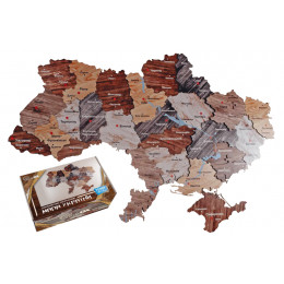 Мапа України двошарова дерев'яна, настінна р. 160*110 см. PuzzleOK