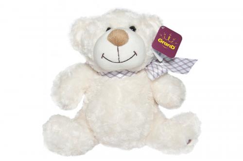 M'яка іграшка GRAND - Ведмідь білий, з бантом, 33 см